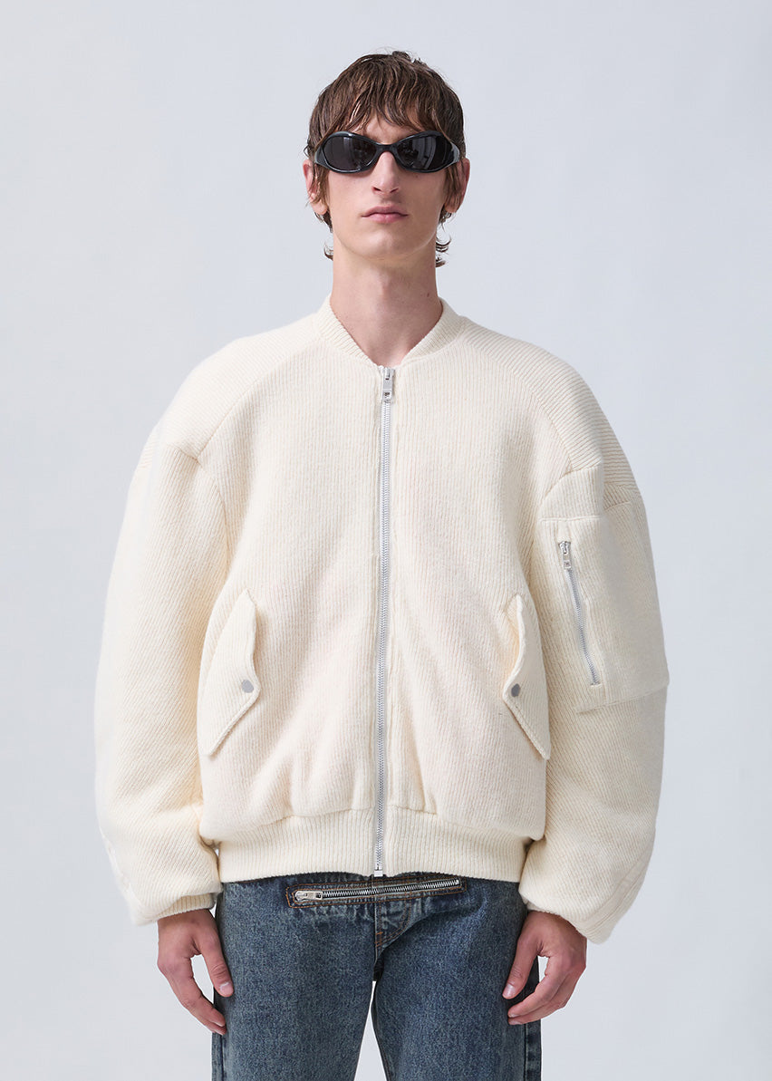 BULLDOG KNIT BOMBER IVORY